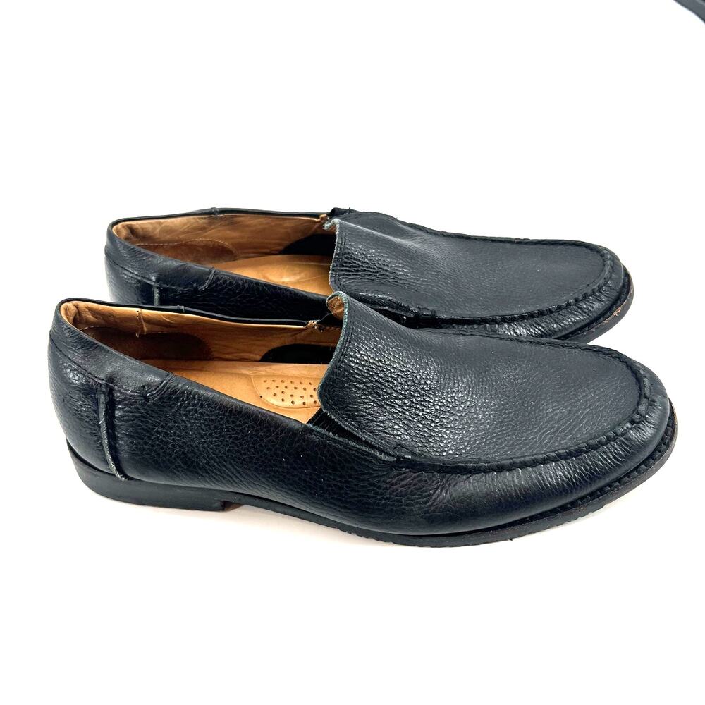 Tommy Bahama Black Leather Men's Slip-On‎ Loafers faxon round toe size 10.5